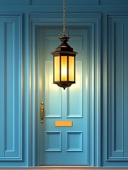 Blue Door Lantern Night