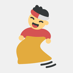 Icon sack race. Indonesian independence day celebration elements. Icons in flat style. Good for prints, posters, etc.
