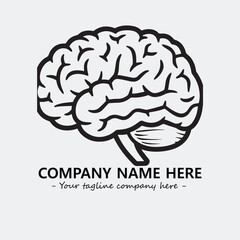Brain illustration black and white for logo company vector image
