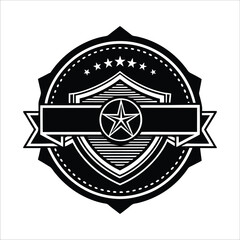 Blank Badge Vector Illustration with Ribbon