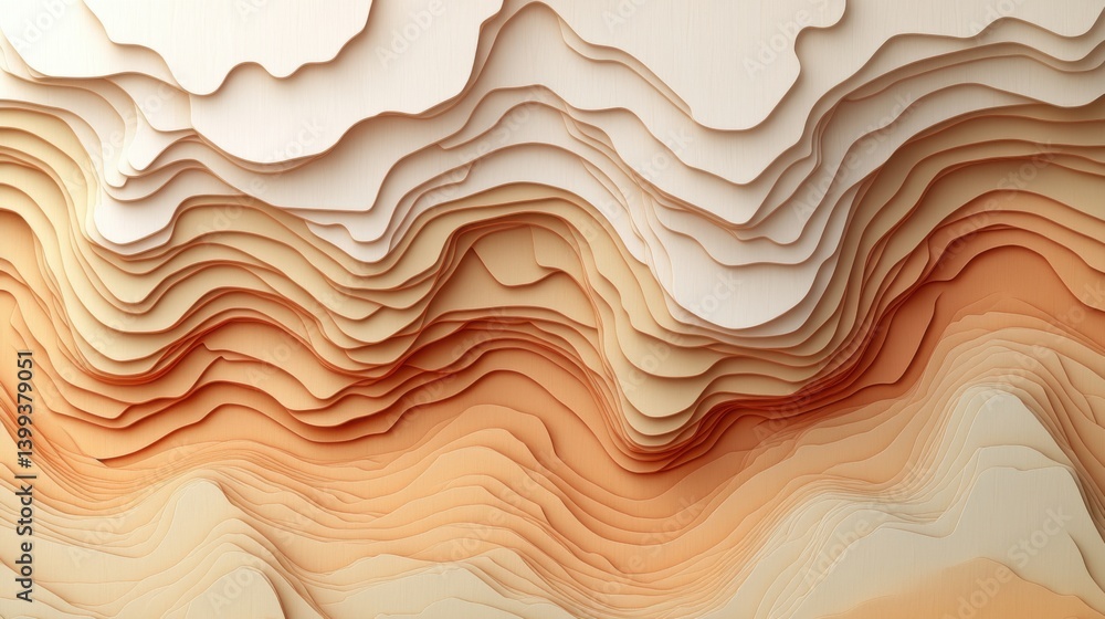 Aufkleber abstract layers of textured paper in warm tones create a visually striking landscape, evoking depth 