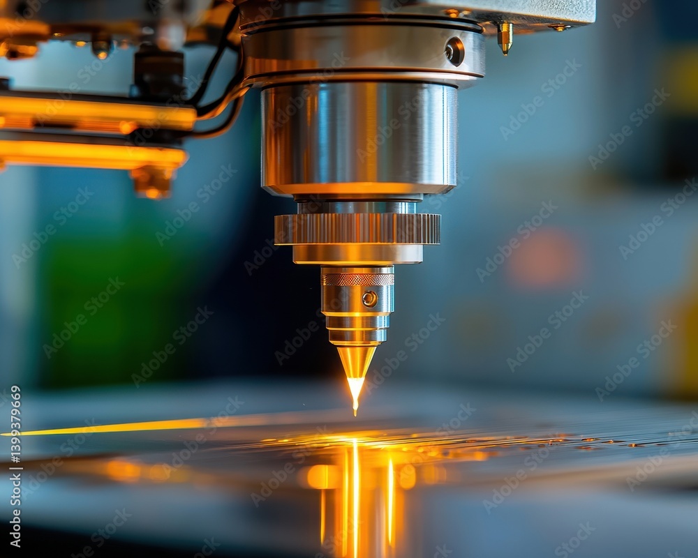 Poster laser cutting machine in action, focusing on precision and technology.
