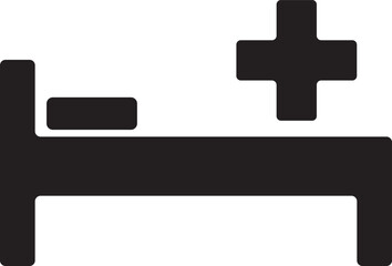 Fototapeta premium Hospital bed and cross with medicine dropper icon. Medicine icon. Element treatment icon. Premium quality graphic design. Signs, outline symbols collection icon for websites