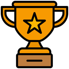 Trophy Outline Flat Design Style Icon, Outline Flat Design Style Icon Symbol