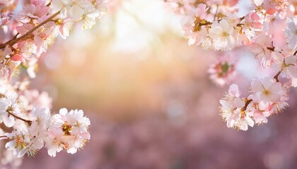 Naklejka premium 桜の花びらのフレーム背景素材。テキストスペースあり。AIで生成 
