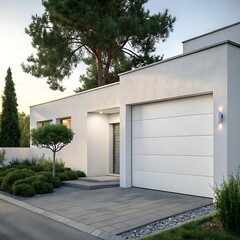 Modern house entrance with window and wooden exterior