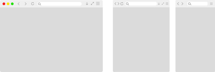 Browser window icon set. Web browser window mockup. User interface template light modern design. Digital data protection. Web browser window. Responsive web design