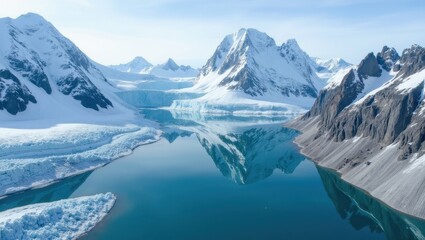 Obraz premium Aerial perspective of glacial mountains nature's breathtaking landscape