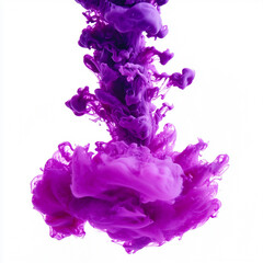 Fototapeta premium Vibrant purple ink swirl dispersing, isolated on white background