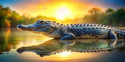 Alligator in Water, Wildlife, Reptile, Nature, Floating