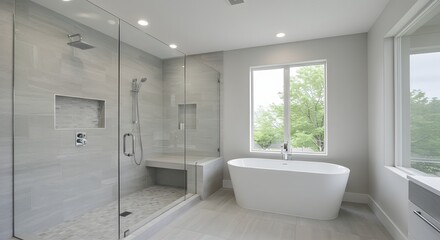 Modern Luxury Bathroom Design Freestanding Tub and Glass Shower
