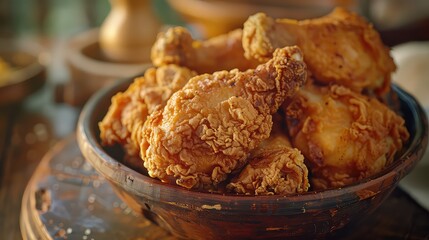 Crispy fried chicken dish bowl food image