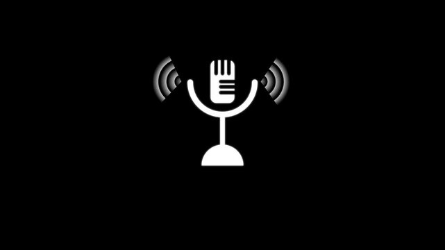 Microphone icon, Web design icon. Voice icon, Record. Microphone, recording Studio Symbol.on blak background