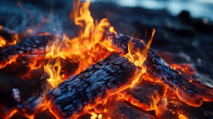 Campfire flames wood burning