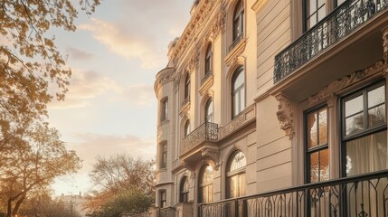 Fototapeta premium Restoration of historic brownstone facade standards urban neighborhood architectural guide cityscape expert insights