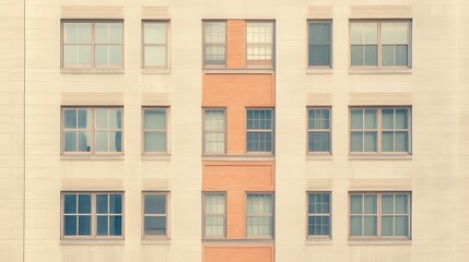 Exploring symmetry of windows midtown low-resolution photography urban frontal view architectural concept