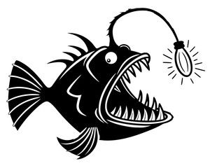 Anglerfish Vector Silhouettes & SVG Icon, Anglerfish Icon Vector