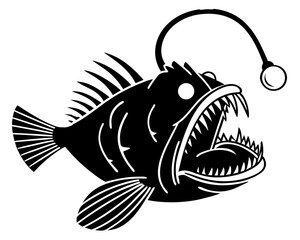 Fototapeta premium Anglerfish Vector Silhouettes & SVG Icon, Anglerfish Icon Vector