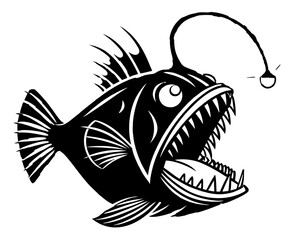 Anglerfish Vector Silhouettes & SVG Icon, Anglerfish Icon Vector