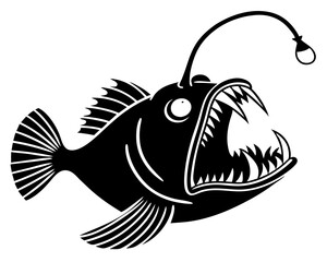 Anglerfish Vector Silhouettes & SVG Icon, Anglerfish Icon Vector