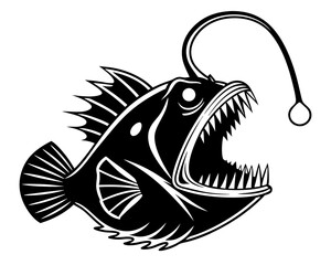 Anglerfish Vector Silhouettes & SVG Icon, Anglerfish Icon Vector