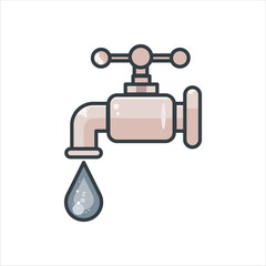 Water Tap or Faucet - Water Utility Icon Illustration