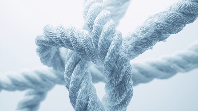 Complex knots formed by intertwined ropes demonstrating craftsmanship and texture in a close-up view