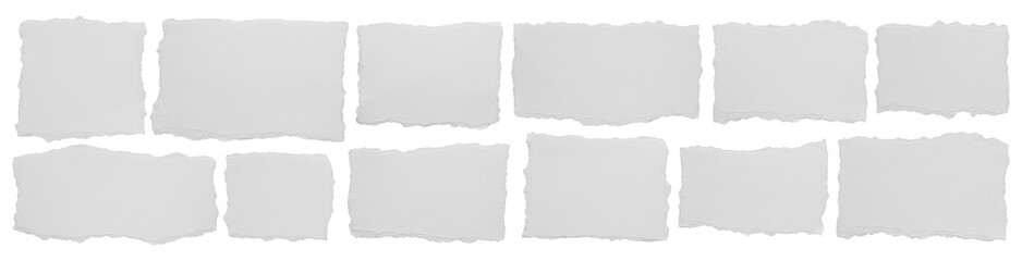 torn blank pages with uneven texture edges. set of ripped white paper sheets png isolated on...