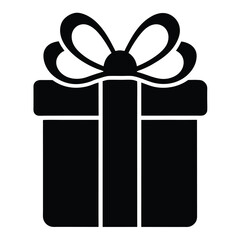 Christmas Present Box Silhouette Icon on White Background