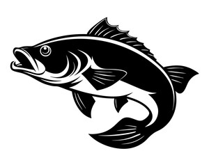 Largemouth Bass Fish Vector Silhouettes & SVG Icon