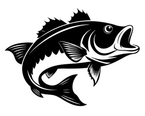 Largemouth Bass Fish Vector Silhouettes & SVG Icon