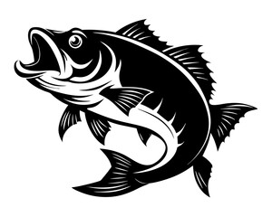Largemouth Bass Fish Vector Silhouettes & SVG Icon
