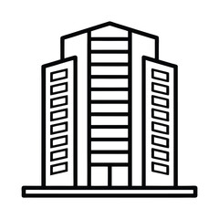 Modern Apartment Building Icon - Line Art