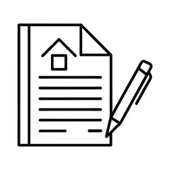 Real Estate Contract Icon - Pen and Paper Document