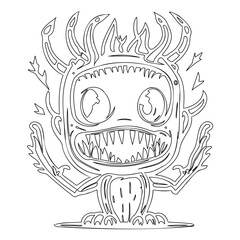 Humorous Monster Design with Outline Aesthetics