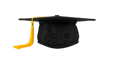 Classic Black Graduation Cap with Yellow Tassel isolated on transparent background  Graduation Cap 