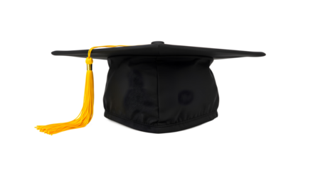 Classic Black Graduation Cap with Yellow Tassel isolated on transparent background  Graduation Cap 