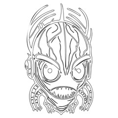 Linear illustration of a comic tree monster