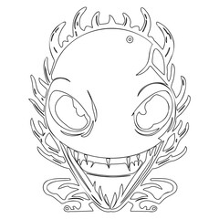 Intricate Creature Illustration on White Canvas