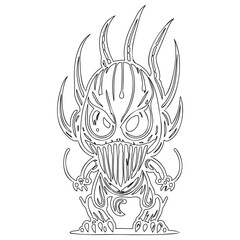 Stylized Fantasy Creature Line Art Illustration