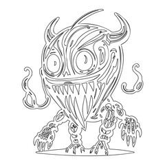 Intricate Line Art Monster Creature Illustration