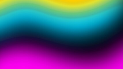 Obraz premium Colorful abstract gradient background with smooth flowing waves in yellow, cyan, blue, purple, and pink. Ideal for modern design, digital art, or creative presentations.