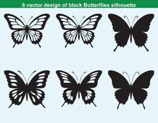 Set of vector butterfly illustrations in various flying positions and decorative styles