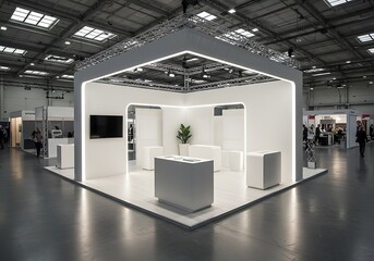 Modern Trade Show Booth Design with Clean Lines and Neutral Palette