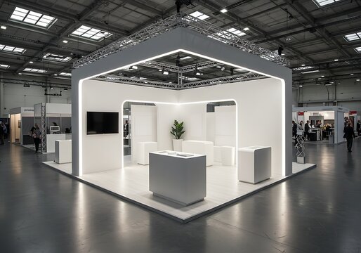 Modern Trade Show Booth Design with Clean Lines and Neutral Palette