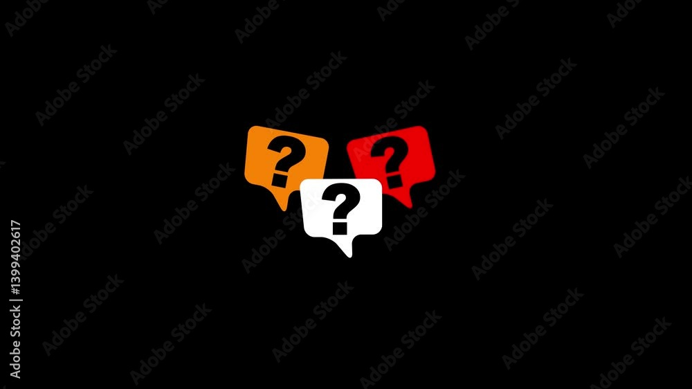 Poster question mark comic chat bubble pop up on alpha channel transparent background.animated video sketch