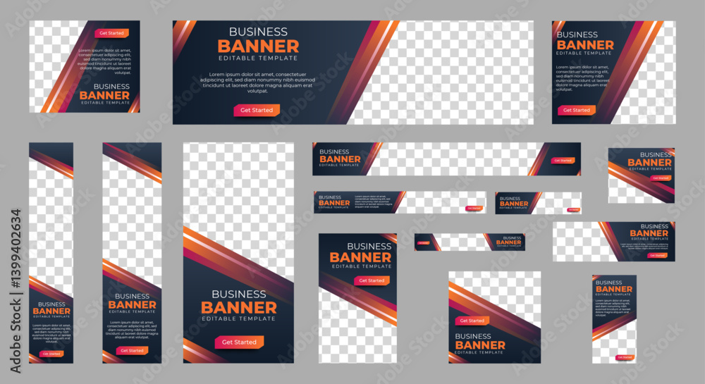 Poster business web banners template design with image space. vector