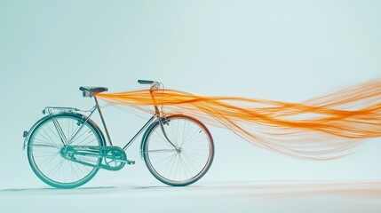 Fototapeta premium Colorful abstract flow creates dynamic motion effect with bicycle in a minimalist setting