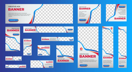 Professional ads banner template set design. Business web banner layout for cover, flyer, social media, background, poster, card. vector