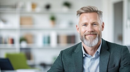 Smiling mature professional in office setting